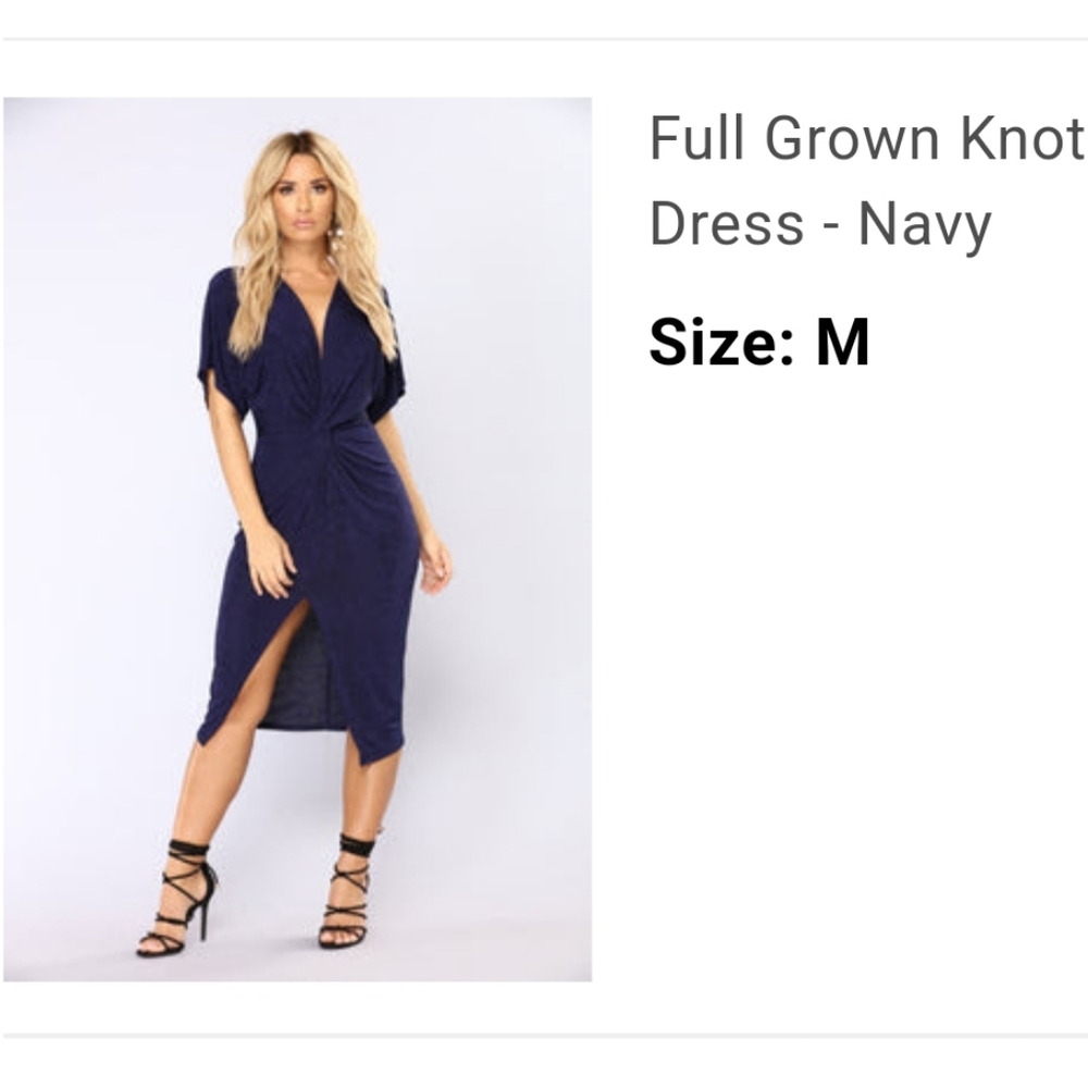 FASHION NOVA Full Grown Knot Dress - Navy